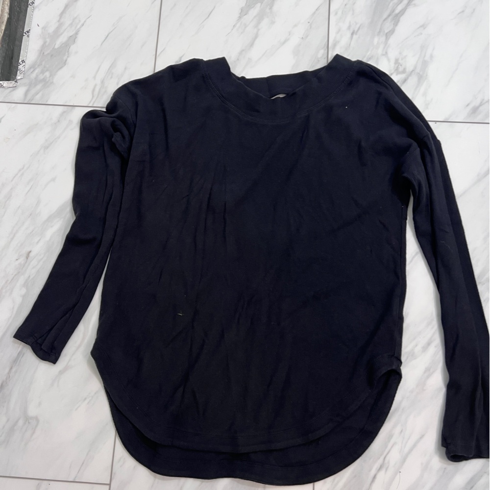 Athleta Black Long Sleeve Top with open back detail